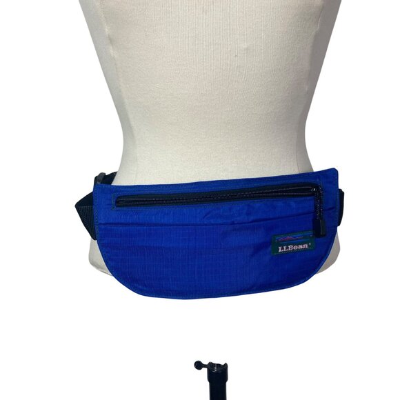 Vintage LL Bean Blue Nylon Fanny Pack Bum Bag Adjustable Strap Zippered Pocket - Picture 3 of 8